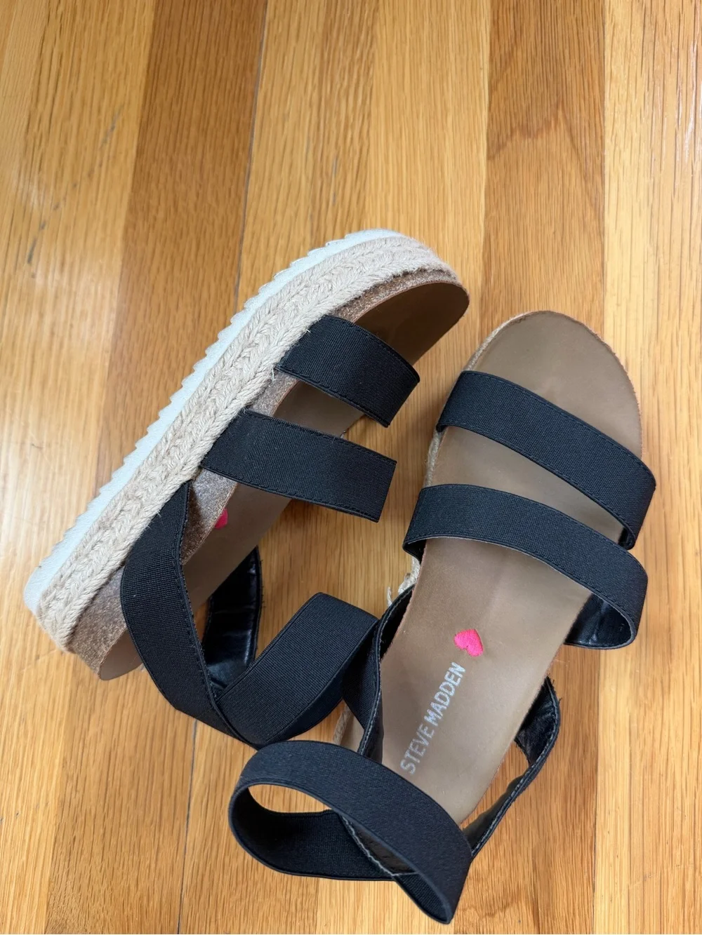 Steve Madden Black Elastic Triple-Strap Sandals